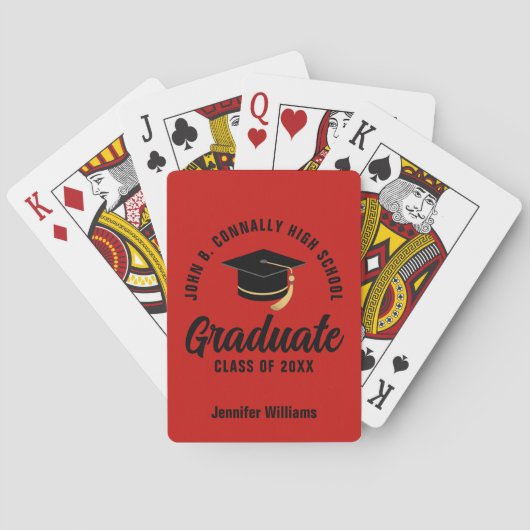 Red Black Graduate Custom Graduation Spielkarten (Rückseite)