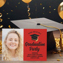 Red Black Graduate Foto 2025 Graduation Party