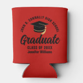 Red Black Graduate Personalisiert Graduate Party Dosenkühler (Rückseite)