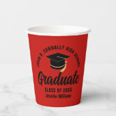 Red Black Graduate Personalisiert Graduate Party Pappbecher (Rückseite)