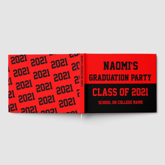 Red & Black Graduation Party Class of 2024 Gästebuch (Voll)
