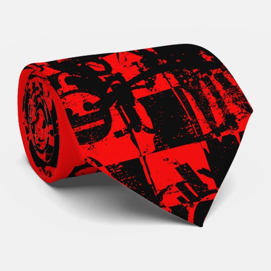 Red & Black Graffiti Krawatte (Gerollt)
