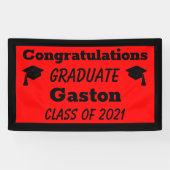 Red Black Gratulationen Graduate Abschluss Banner (Horizontal)