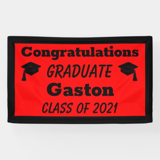 Red Black Gratulationen Graduate Abschluss Banner (Horizontal)