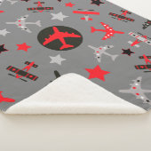 Red Black Gray AIrplanes-Muster Sherpadecke (3/4)