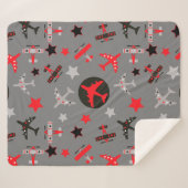 Red Black Gray AIrplanes-Muster Sherpadecke (Vorderseite (Horizontal))