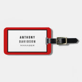Red Black Gray Border Pattern Business Card Gepäckanhänger (Vorderseite horizontal)