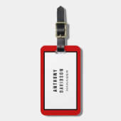 Red Black Gray Border Pattern Business Card Gepäckanhänger (Vorderseite vertikal)