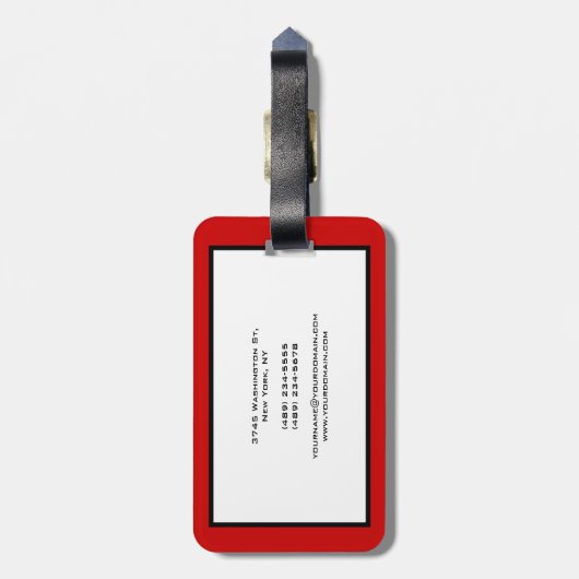 Red Black Gray Border Pattern Business Card Gepäckanhänger (Rückseite vertikal)