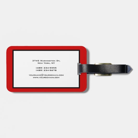 Red Black Gray Border Pattern Business Card Gepäckanhänger (Rückseite horizontal)
