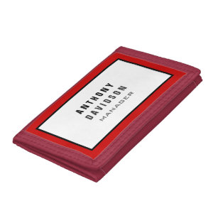 Red Black Gray Border Pattern Business Card Tri-fold Geldbeutel