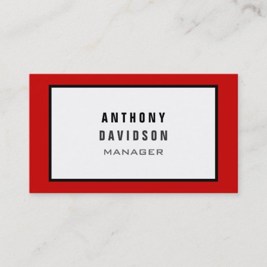 Red Black Gray Border Pattern Business Card Visitenkarte (Vorderseite)