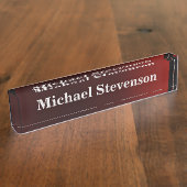 Red Black Gray Elegant Modernes Schreibtisch Nampl Namensplakette (Seite)