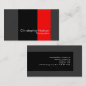 Red Black Gray Fotografy Business Card Visitenkarte (Vorne/Hinten)