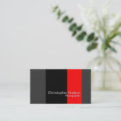Red Black Gray Fotografy Business Card Visitenkarte (Stehend Vorderseite)