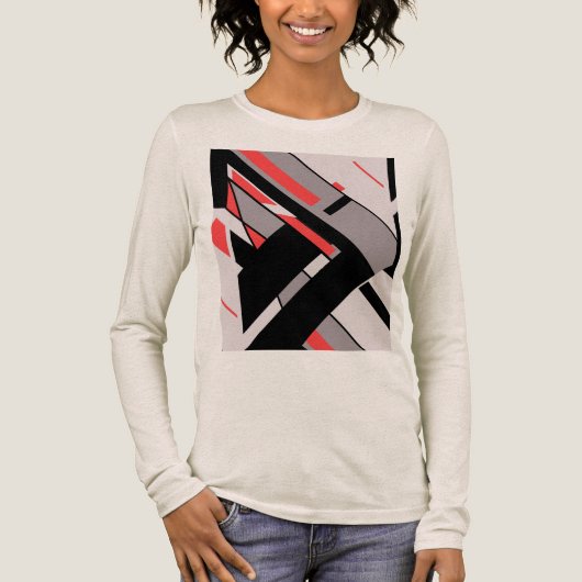 Red Black Gray Geometric MCM-ähnliches Diagonal-De Tri-Blend Shirt (Vorderseite)