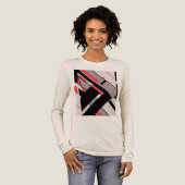 Red Black Gray Geometric MCM-ähnliches Diagonal-De Tri-Blend Shirt (Volle Vorderseite)