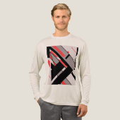 Red Black Gray Geometric MCM-ähnliches Diagonal-De Tri-Blend Shirt (Volle Vorderseite)