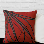 Red Black & Gray Moderne Elegante Abstrakt Kissen<br><div class="desc">Das moderne Kissen zeichnet sich durch eine elegante abstrakte lineare Komposition in Rot, Schwarz und Grau aus. Ein künstlerisches abstraktes Design mit Bio linearen Muster weist Bio schwarz-graue Linien auf, die von rechts bis links auf einem roten Hintergrund kreisen. Dieses dekorative Kissen verleiht jedem modernen Zimmer eine farbenfrohe Note. Das...</div>