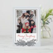 Red Black Gray Modernes Elegantes Foto Weihnachten (Stehend Vorderseite)