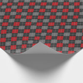 Red Black & Gray Raute Karierte Weihnachten Geschenkpapier (Ecke)