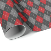 Red Black & Gray Raute Karierte Weihnachten Geschenkpapier (Rolleneckpunkt)