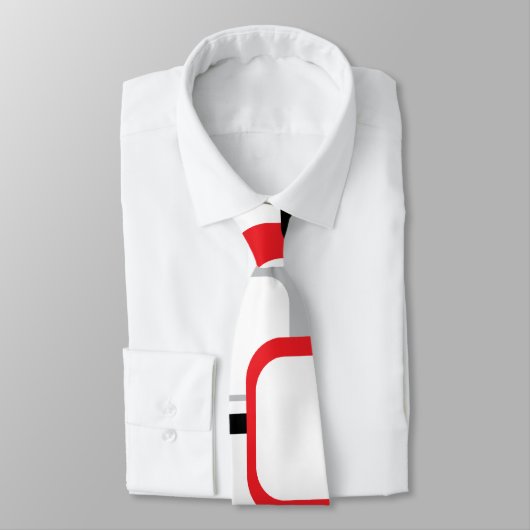 Red Black Gray Retro Square Muster Weiß Krawatte (Gebunden)