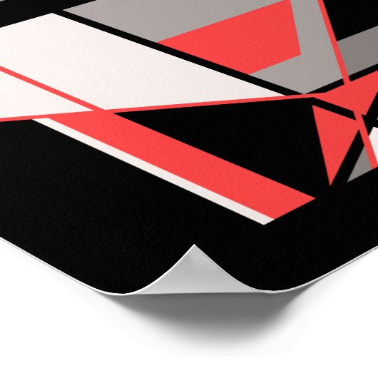 Red Black Gray White Geometric MCM-ähnliches Desig Poster (Ecke)
