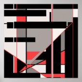 Red Black Gray White Geometric MCM-ähnliches Desig Poster (Vorne)