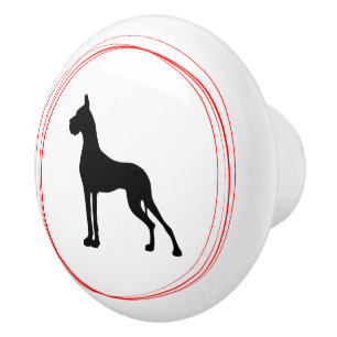 Red Black Great Dane Keramikknauf