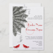 Red Black Great Gatsby Feather Fan Wedding Einladung (Vorderseite)