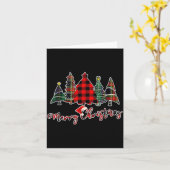 Red Black Green Buffalo Plaid Merry Christmas Tree Karte (Gelbe Blume)