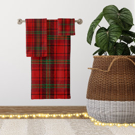 Red Black Green Cosy Plaid Badhandtuch Set