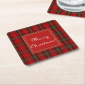 Red Black Green Cosy Plaid Frohe Weihnachten Rechteckiger Pappuntersetzer (angewinkelt)