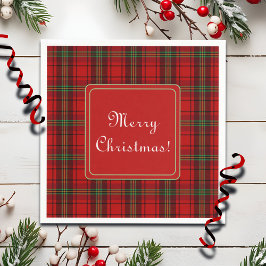 Red Black Green Cosy Plaid Frohe Weihnachten Serviette