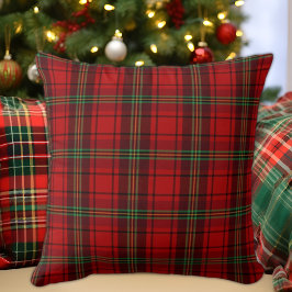 Red Black Green Cosy Plaid Kissen