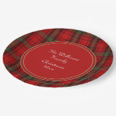 Red Black Green - Cosy Plaid - Name Pappteller (Schrägansicht)