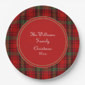 Red Black Green - Cosy Plaid - Name Pappteller (Vorderseite)