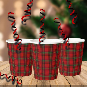 Red Black Green Cosy Plaid Pappbecher