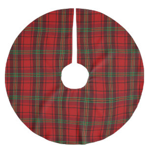 Red Black Green Cosy Plaid Polyester Weihnachtsbaumdecke