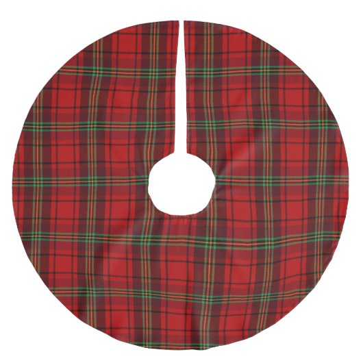 Red Black Green Cosy Plaid Polyester Weihnachtsbaumdecke (Vorderseite)