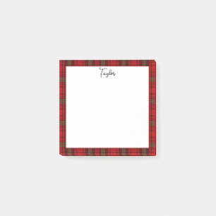 Red Black Green Cosy Plaid Post-it Klebezettel