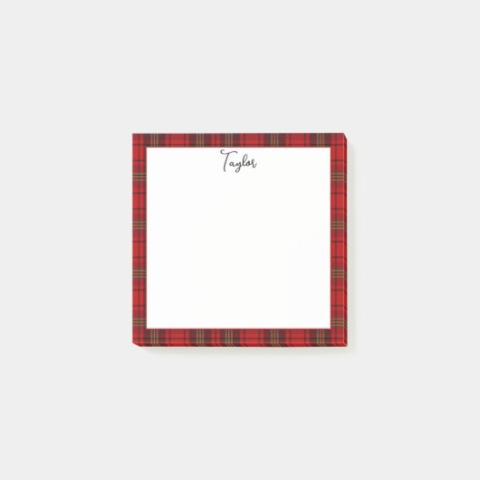 Red Black Green Cosy Plaid Post-it Klebezettel (Vorderseite)