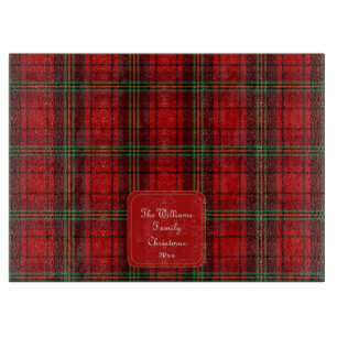 Red Black Green Cosy Plaid Schneidebrett