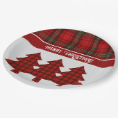 Red Black Green Cosy Tartan Pappteller (Schrägansicht)