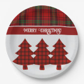 Red Black Green Cosy Tartan Pappteller (Vorderseite)