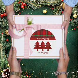 Red Black Green Cosy Tartan Runder Aufkleber