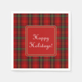 Red Black Green gemütliche Plaid Happy Holidays Serviette (Vorderseite)
