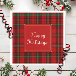 Red Black Green gemütliche Plaid Happy Holidays Serviette