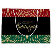 Red Black Green Gold Kwanza Große Geschenktüte (Rückseite)